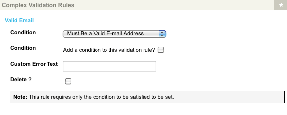 The Valid Email Complex Validation Rule for a Text Question