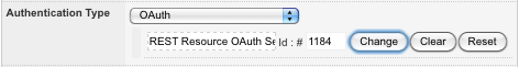 The OAuth Authentication Type with a REST Resource OAuth Session selected