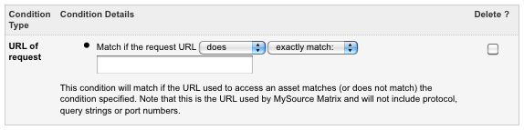 The URL of Request condition