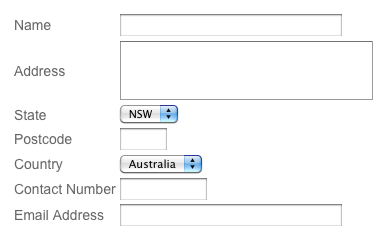 The default layout of the Delivery Form