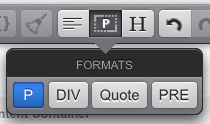 The Formats pop-up