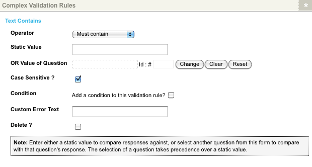 The Complex Validation Rules section of the Details screen
