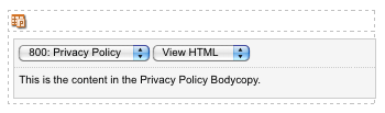 The View HTML option on the Snippet Content Type