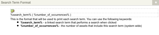 The Search Term Format section of the Details screen