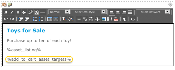 The Target Button Keyword Replacement on the Page Contents Bodycopy