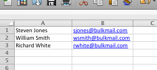 An example Import Bulkmail Users CSV file