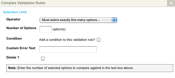 The Selection Limit Complex Validation Rule for a Tickbox List