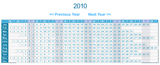 An example Calendar Page