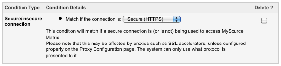 The Secure/Insecure Connection condition