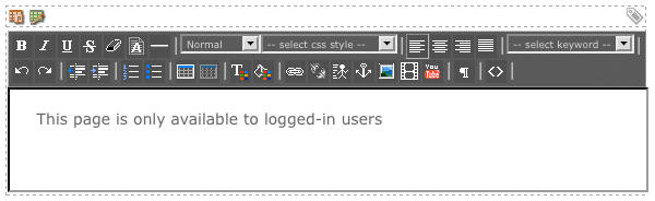 The WYSIWYG Editor on the Page Contents (not logged in) Format Bodycopy
