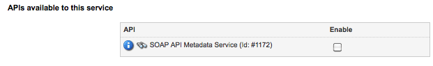 The SOAP API Metadata Service availabel on the SOAP Server