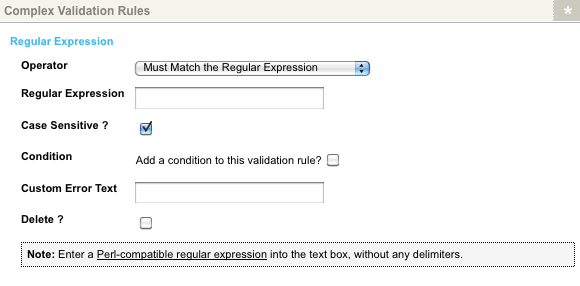 The Regular Expression Complex Validation Rule for a Text Question