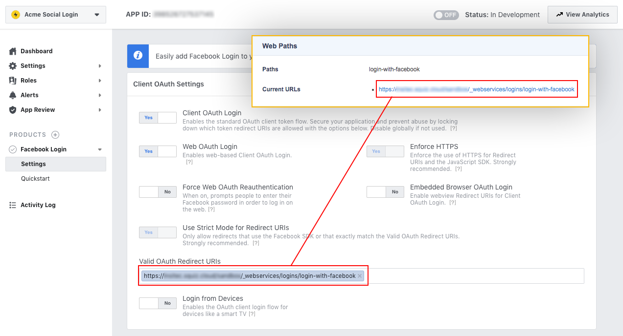 Adding Client ID and Client Secret for Facebook Login