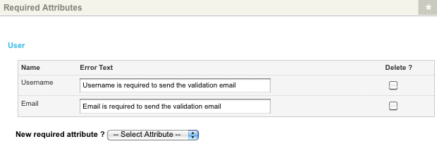 Additional fields in the Required Attributes section of the Required Attributes screen